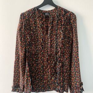 A.P.C. Women's Floral Blouse - Black with Multicolor Accents